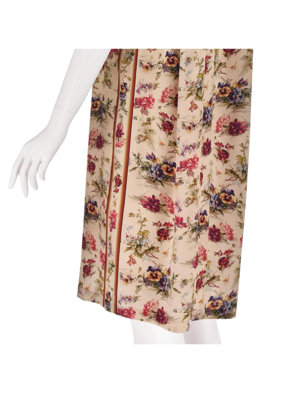 Vintage Jean Paul Gaultier Floral Silk Midi Dress with Embroidered Yoke SZM - Picture 6 of 9